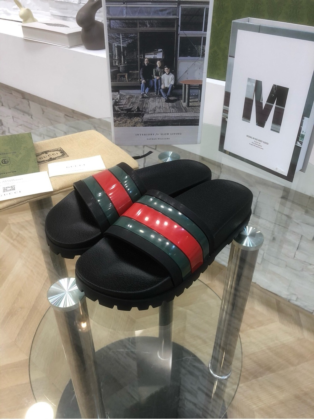 Gucci Web Rubber Slide - Picture 2 of 6